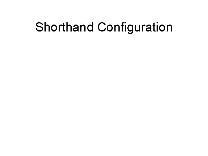 Shorthand Configuration  Shorthand Configuration