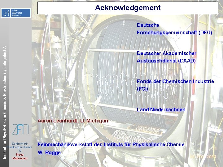 Acknowledgement Institut für Physikalische Chemie & Elektrochemie, Lehrgebiet A Deutsche Forschungsgemeinschaft (DFG) Deutscher Akademischer