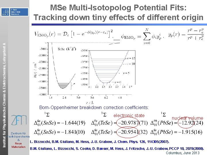 MSe Multi-Isotopolog Potential Fits: Tracking down tiny effects of different origin Institut für Physikalische