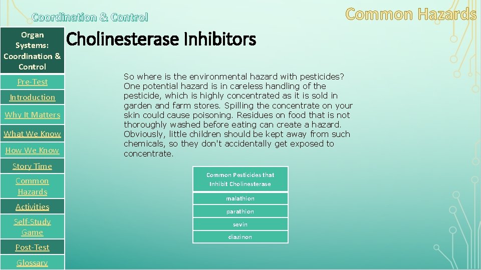 Coordination & Control Organ Systems: Coordination & Control Pre-Test Introduction Why It Matters What