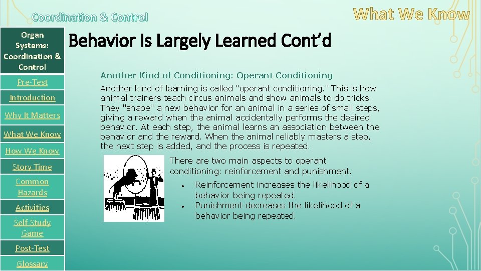 Coordination & Control Organ Systems: Coordination & Control Pre-Test Introduction Why It Matters What