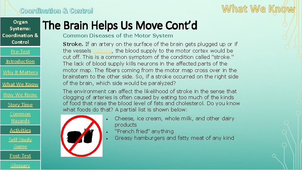 Coordination & Control Organ Systems: Coordination & Control Pre-Test Introduction Why It Matters What