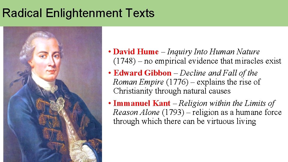 Radical Enlightenment Texts • David Hume – Inquiry Into Human Nature (1748) – no