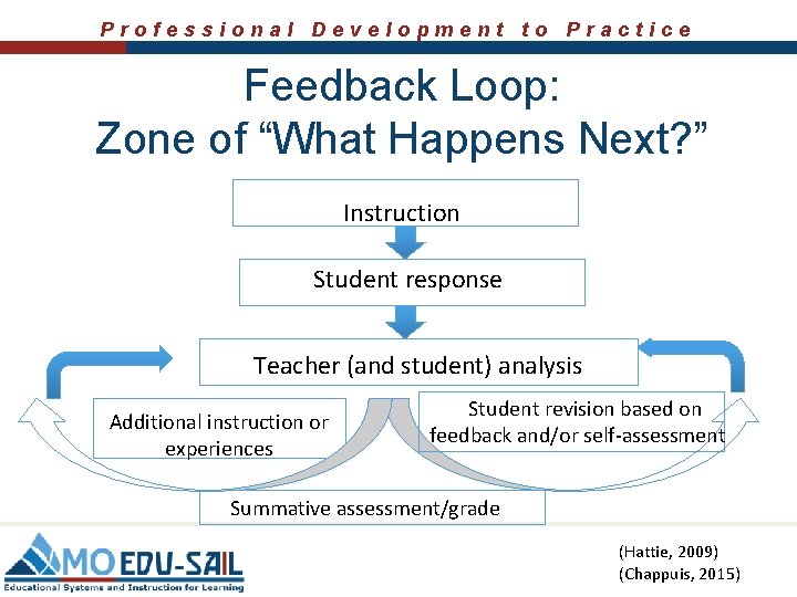 Professional Development to Practice Feedback Loop: Zone of “What Happens Next? ” Instruction Student