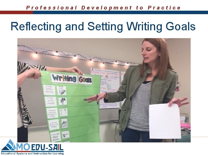 Professional Development to Practice Reflecting and Setting Writing Goals 