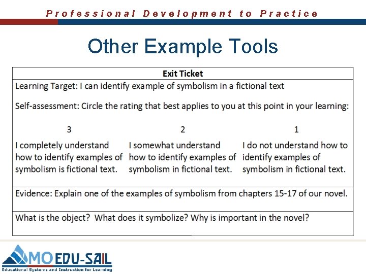 Professional Development to Practice Other Example Tools 