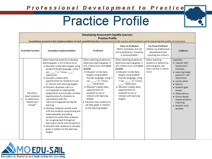 Professional Development to Practice Profile 