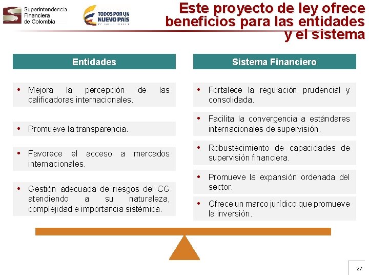 Este proyecto de ley ofrece beneficios para las entidades y el sistema Entidades •