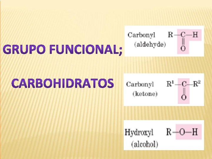 R representa la cadena de carbonos ejemplo c-c-c=o con un grupo carbonilo 