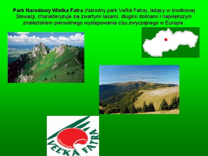 Park Narodowy Wielka Fatra (Národný park Veľká Fatra), leżący w środkowej Słowacji, charakteryzuje się