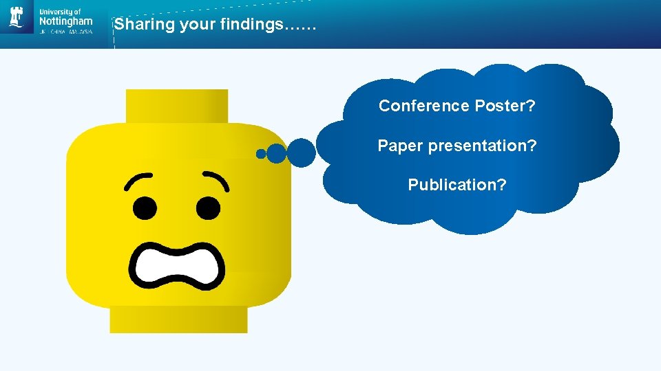 Sharing your findings…… Conference Poster? Paper presentation? Publication? 