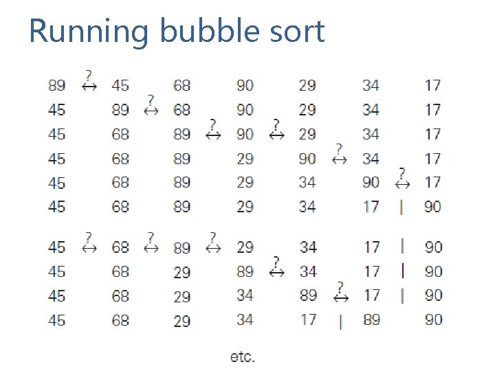 Running bubble sort 