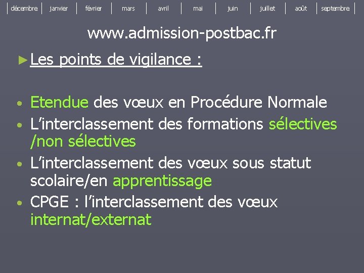 décembre janvier février mars avril mai juin juillet août septembre www. admission-postbac. fr ►