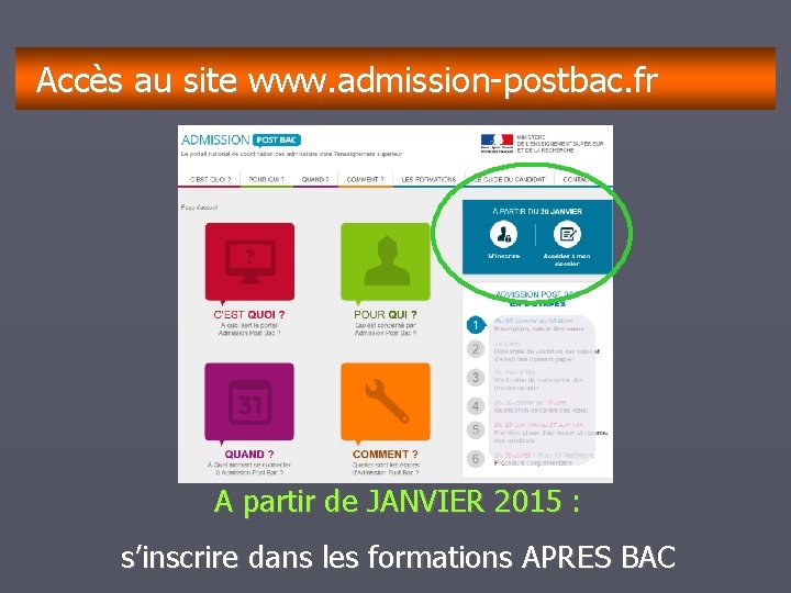 décembre janvier février mars avril mai juin juillet août Accès au site www. admission-postbac.