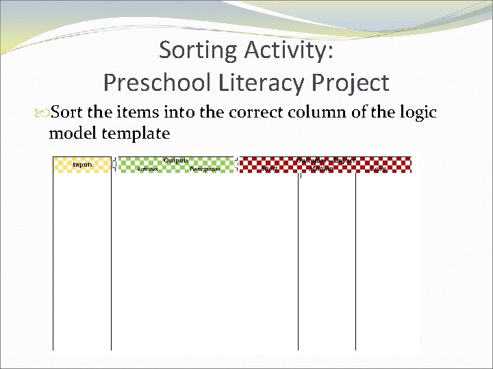 Sorting Activity: Preschool Literacy Project Sort the items into the correct column of the