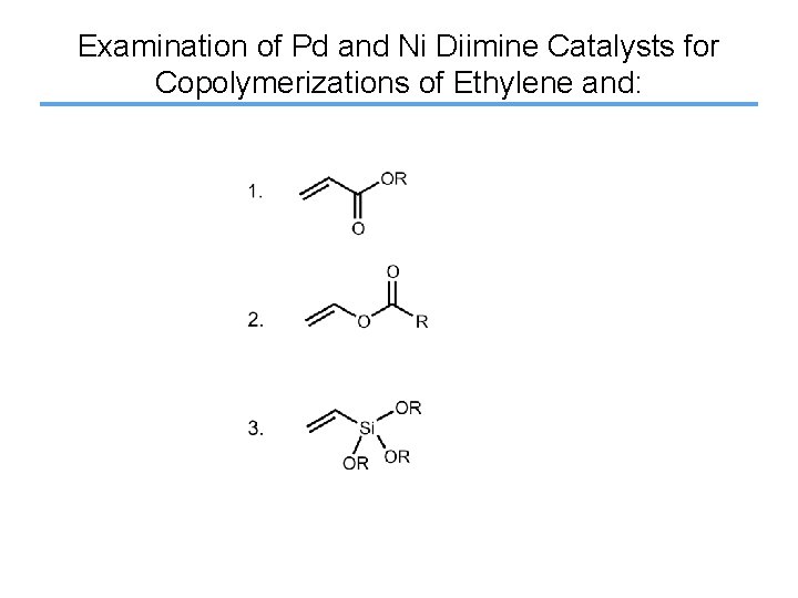 Examination of Pd and Ni Diimine Catalysts for Copolymerizations of Ethylene and: 