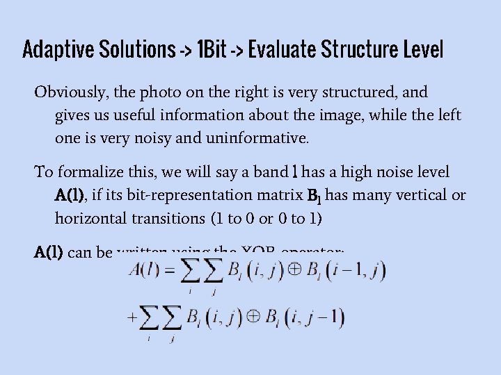 Adaptive Solutions -> 1 Bit -> Evaluate Structure Level Obviously, the photo on the