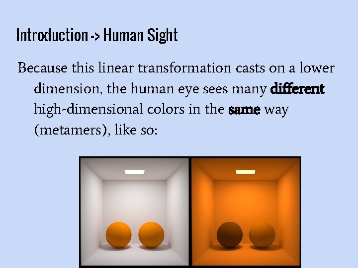 Introduction -> Human Sight Because this linear transformation casts on a lower dimension, the