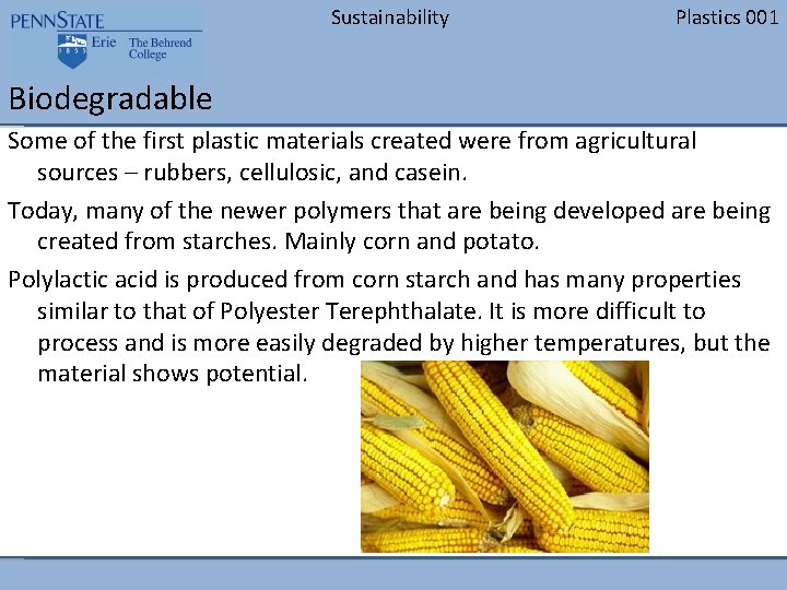 Sustainability Plastics 001 Biodegradable Some of the first plastic materials created were from agricultural