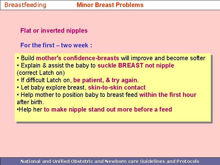 Breastfeeding Minor Breast Problems Flat or inverted nipples For the first – two week
