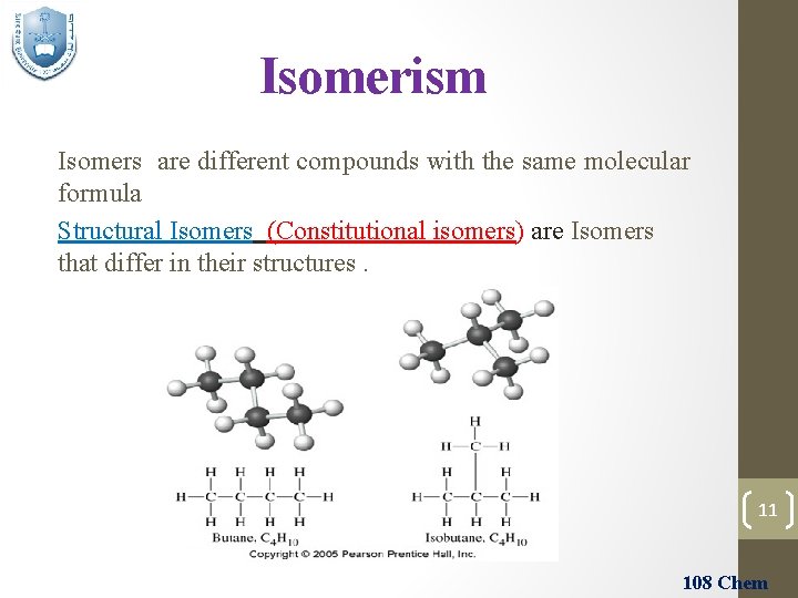 Isomerism Isomers are different compounds with the same molecular formula Structural Isomers (Constitutional isomers)