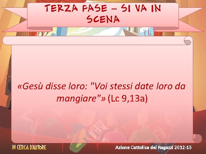 TERZA FASE – SI VA IN SCENA «Gesù disse loro: "Voi stessi date loro