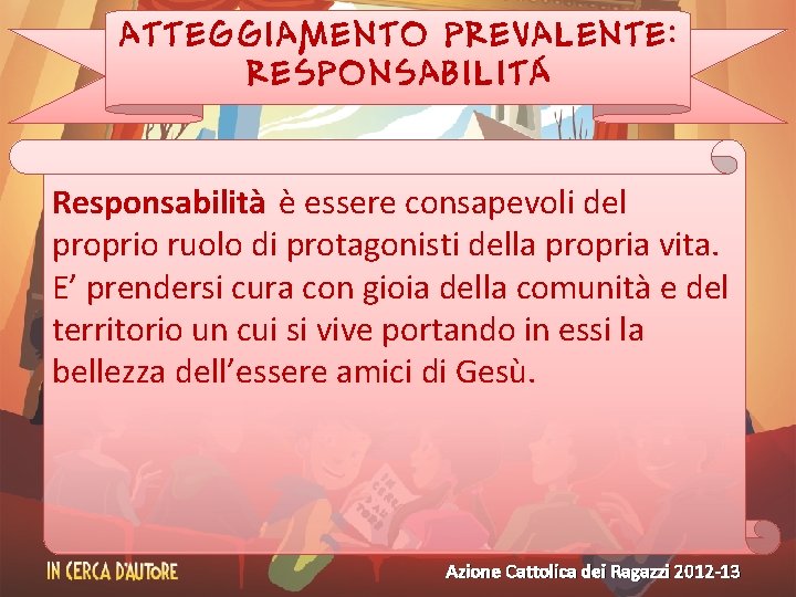 ATTEGGIAMENTO PREVALENTE: RESPONSABILITÁ Responsabilità è essere consapevoli del proprio ruolo di protagonisti della propria