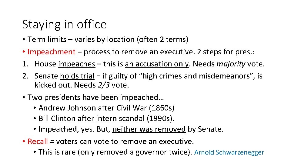 Staying in office • Term limits – varies by location (often 2 terms) •