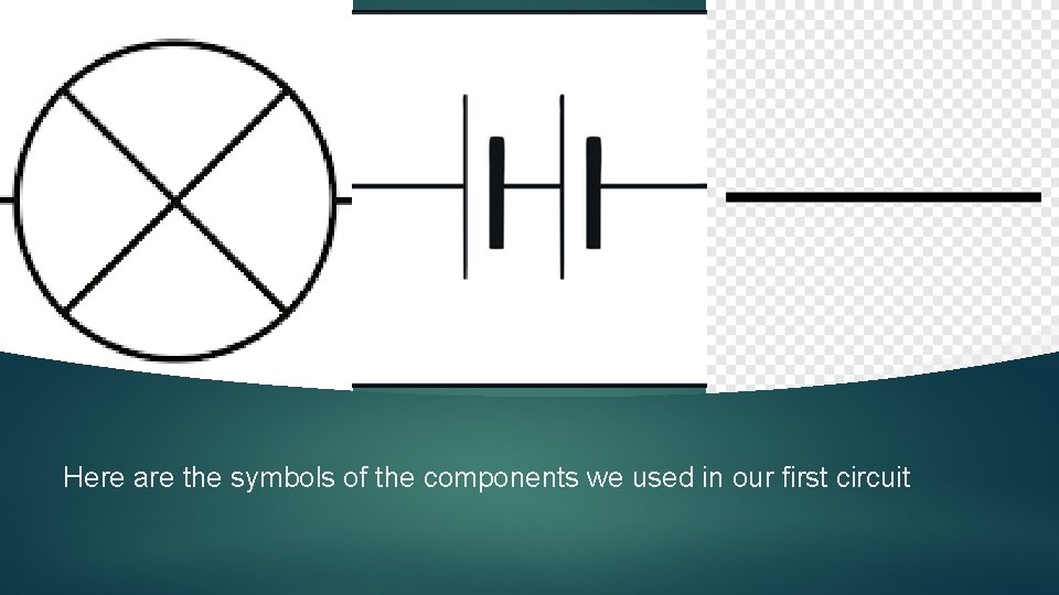 Here are the symbols of the components we used in our first circuit 