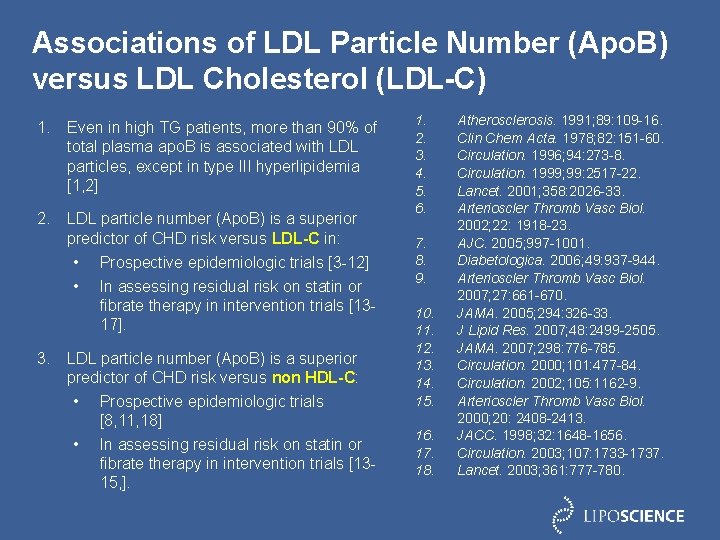 Associations of LDL Particle Number (Apo. B) versus LDL Cholesterol (LDL-C) 1. Even in