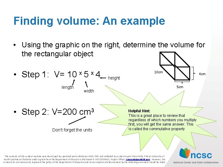 Finding the volume of a three dimensional object
