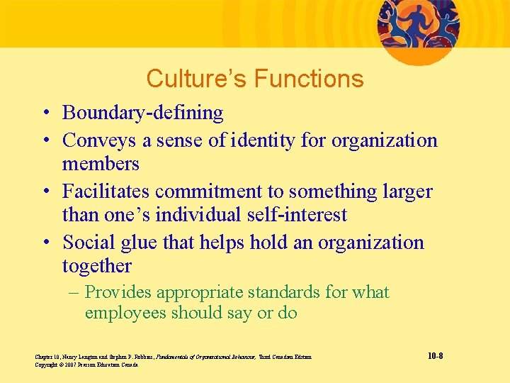 Culture’s Functions • Boundary-defining • Conveys a sense of identity for organization members •