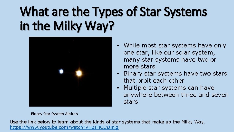 What are the Types of Star Systems in the Milky Way? • While most