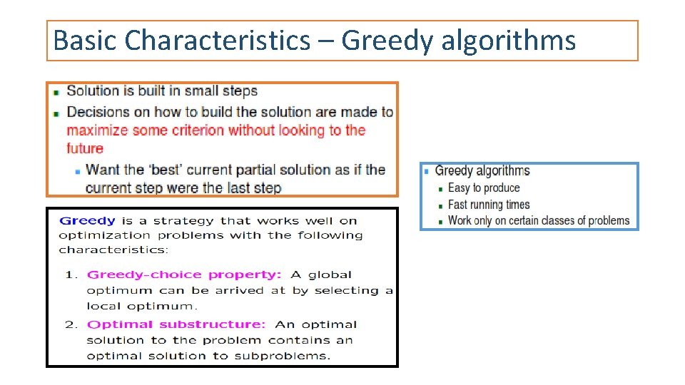 Basic Characteristics – Greedy algorithms 