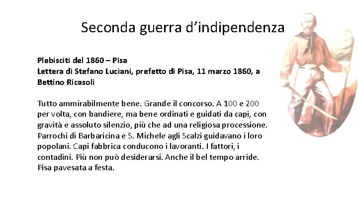 Seconda guerra d’indipendenza Plebisciti del 1860 – Pisa Lettera di Stefano Luciani, prefetto di