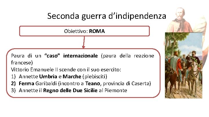 Seconda guerra d’indipendenza Obiettivo: ROMA Paura di un “caso” internazionale (paura della reazione francese)