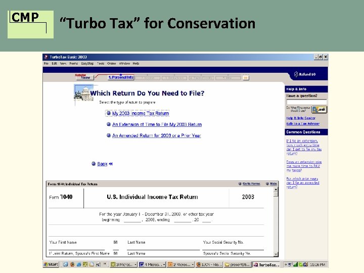 CMP “Turbo Tax” for Conservation 