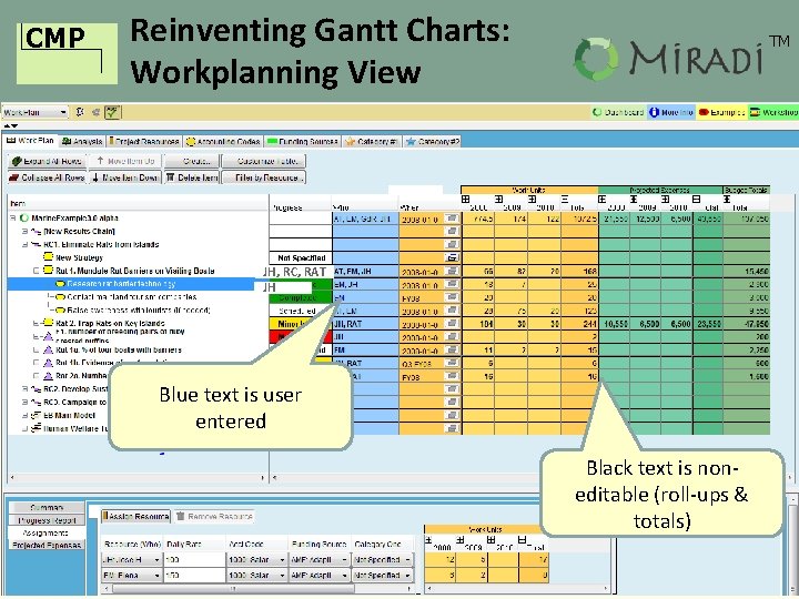 CMP Reinventing Gantt Charts: Workplanning View TM JH, RC, RAT JH Blue text is