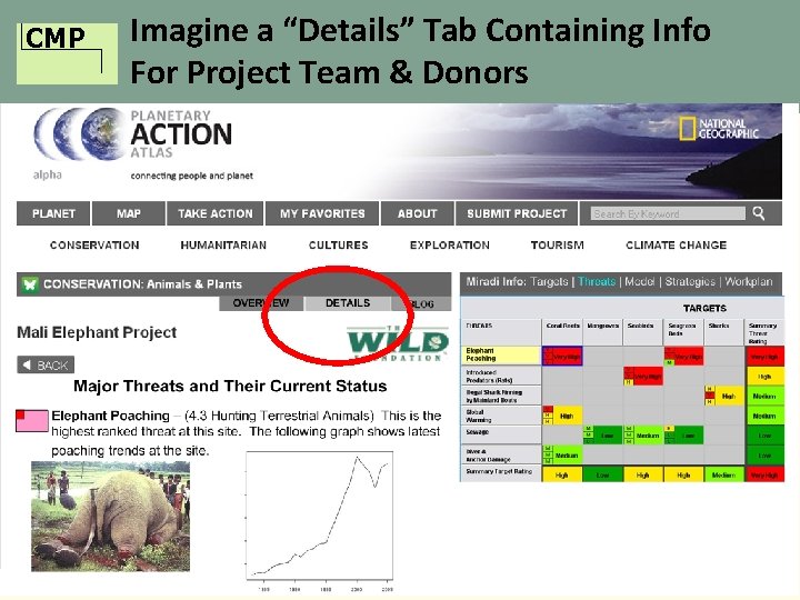 CMP Imagine a “Details” Tab Containing Info For Project Team & Donors 