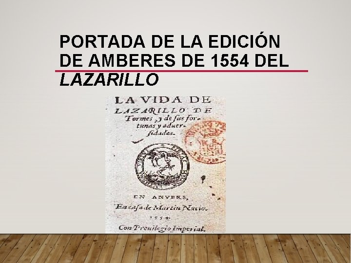 PORTADA DE LA EDICIÓN DE AMBERES DE 1554 DEL LAZARILLO 