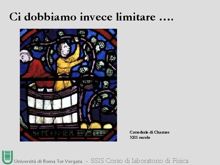 Ci dobbiamo invece limitare …. Cattedrale di Chartres XIII secolo Università di Roma Tor