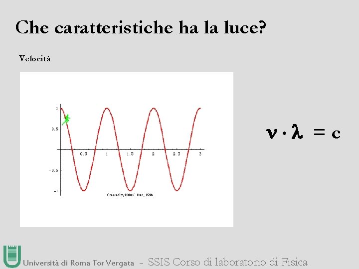 Che caratteristiche ha la luce? Velocità =c Università di Roma Tor Vergata ― SSIS