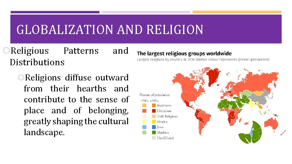 GLOBALIZATION AND RELIGION Religious Patterns Distributions and Religions diffuse outward from their hearths and