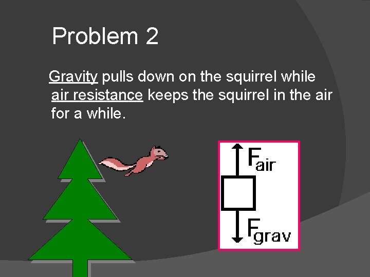 Problem 2 Gravity pulls down on the squirrel while air resistance keeps the squirrel