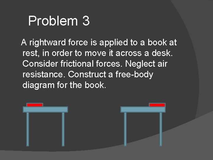 Problem 3 A rightward force is applied to a book at rest, in order