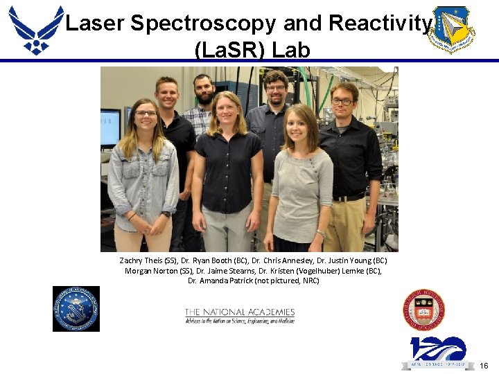Laser Spectroscopy and Reactivity (La. SR) Lab Zachry Theis (SS), Dr. Ryan Booth (BC),