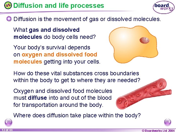 Diffusion and life processes Diffusion is the movement of gas or dissolved molecules. What