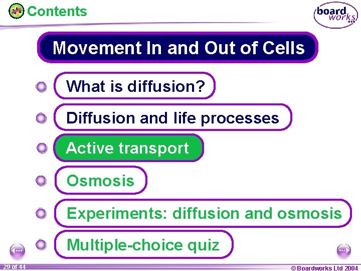 Contents Movement In and Out of Cells What is diffusion? Diffusion and life processes