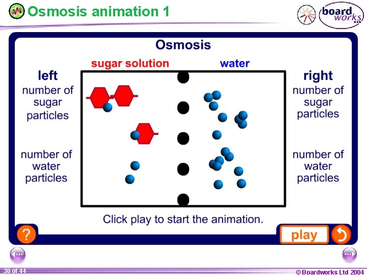 Osmosis animation 1 38 of 44 © Boardworks Ltd 2004 