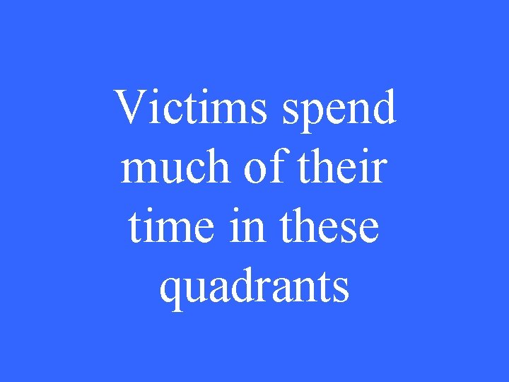 Victims spend much of their time in these quadrants 